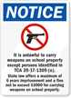 Unlawful Carry Weapons Sign