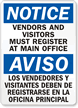 Notice Vendors Visitors Must Register Bilingual Sign