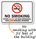 No Smoking within 25 Feet Signs