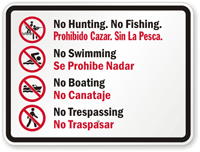 Bilingual No Trespassing Sign, with pictures