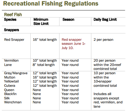 Recreational Fishing Regulations 