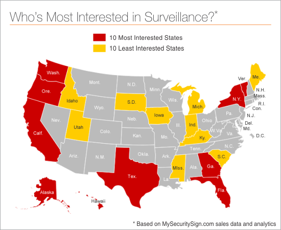 Video Surveillance Interest by U.S. State