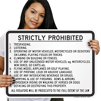 Strictly Prohibited School Rules Sign