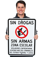 Spanish Drug Gun Free School Zone Sign