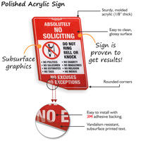 Durable no soliciting sign cross section