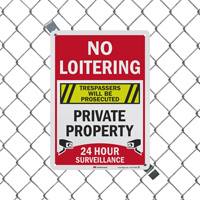No Loitering Trespassers Prosecuted Surveillance Sign