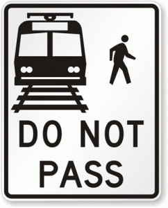 Do not pass tracks sign
