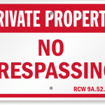 washington-specific no trespassing sign