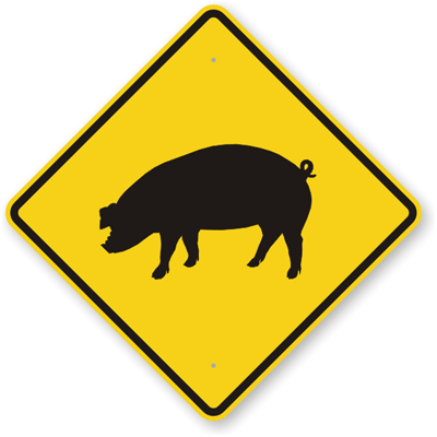 A pig crossing sign. 