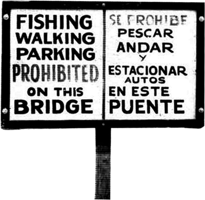 Bi-lingual No Fishing sign