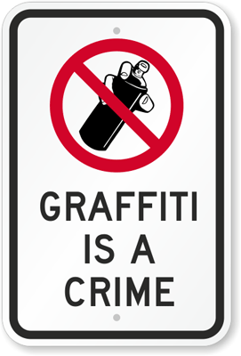 NOTICE GRAFFITI IS A CRIME Warning Metal Aluminum Safety Sign 