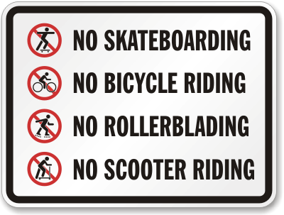 Vertical Metal Sign Multiple Sizes Skateboarding Roller Blading Bicycle Riding 