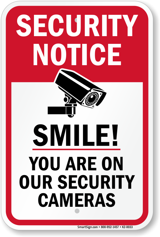 Warning for CCTV Video Surveillance Sign DL-Smile You're On Camera Sign 