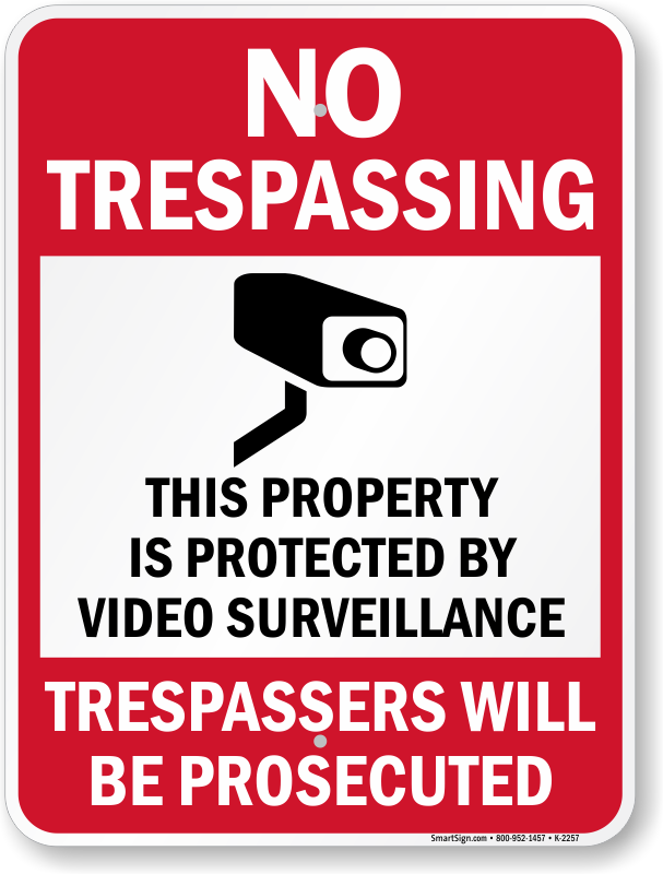 24 Hour Video Surveillance Sign,10" x 7" Aluminum No Trespassing Warning Sign 