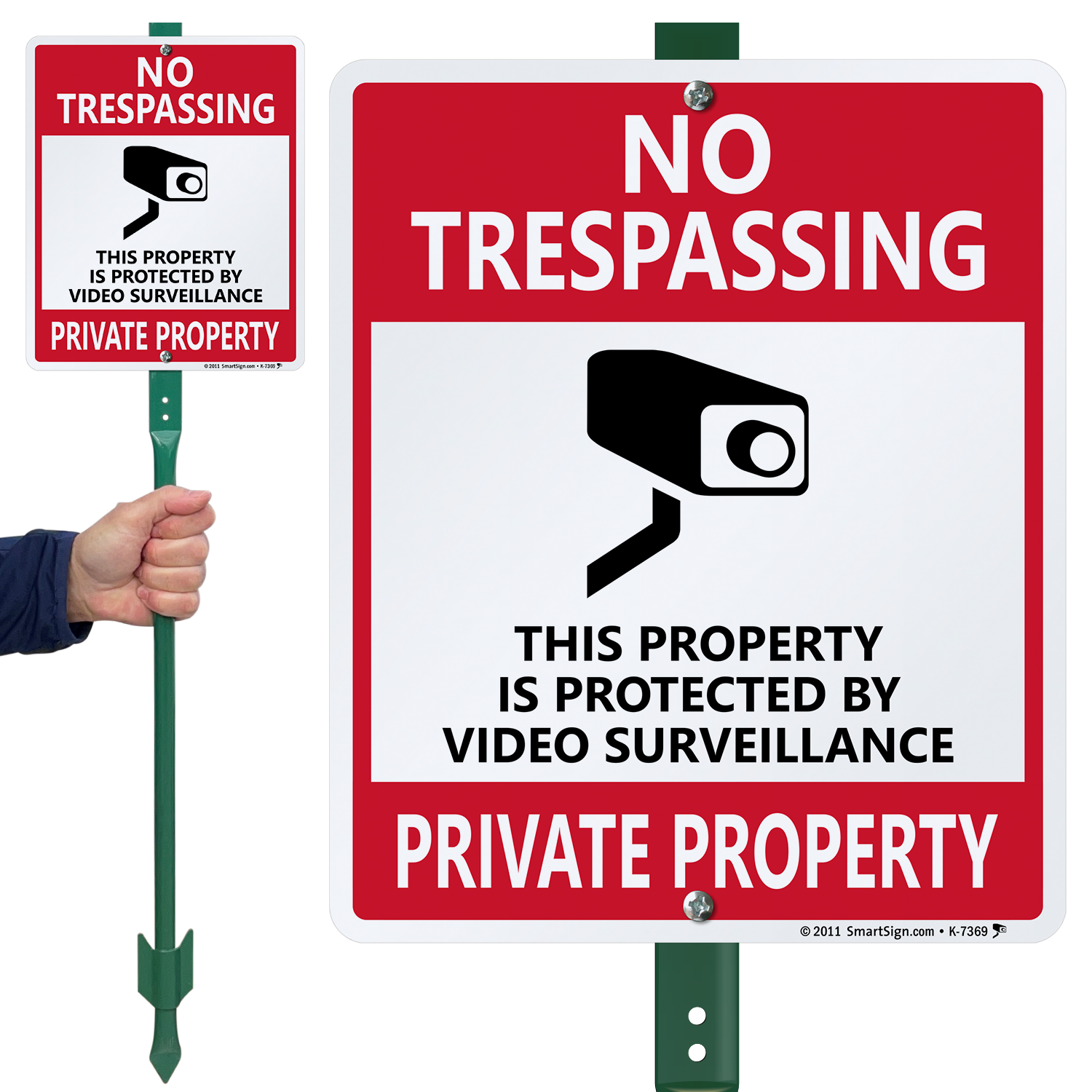 No Trespassing Sign – Property Protected By Video Surveillance, 8x12 Inch Aluminum (Custom Signs SNT01)