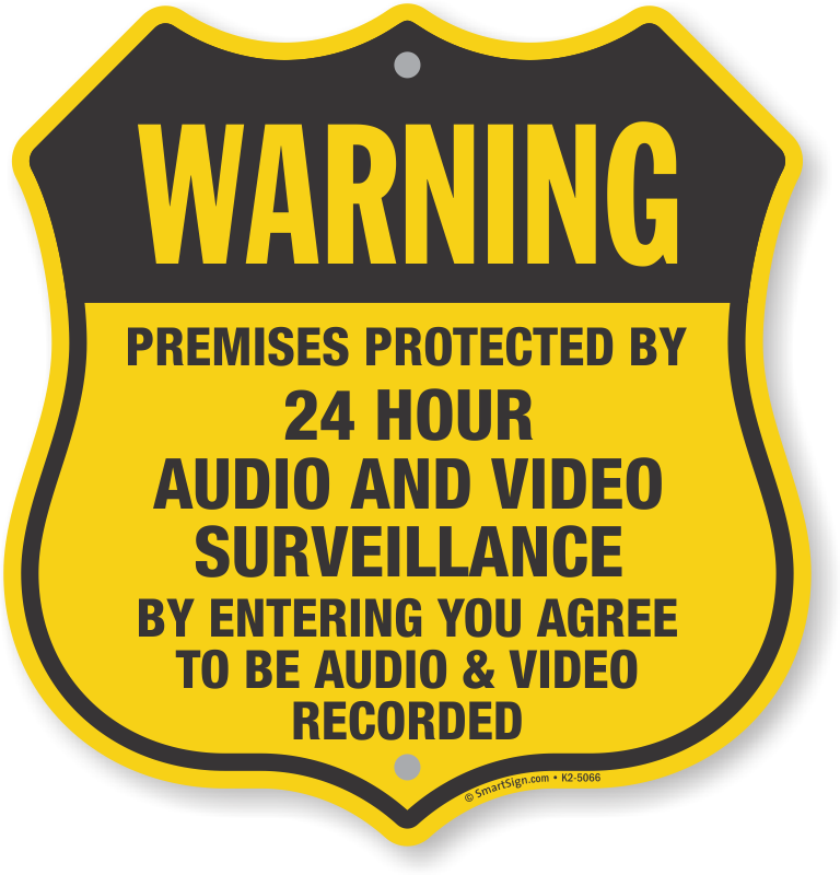 Warning Premises Protected By 24 Hours Video Surveillance Sign