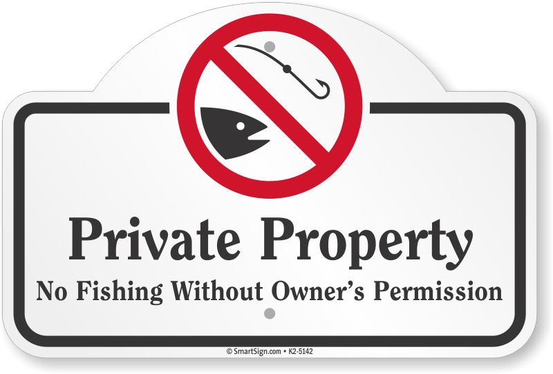 PRIVATE LAND PROHIBITED PRIVATE LAND FISH METAL SIGN NO FISHING 