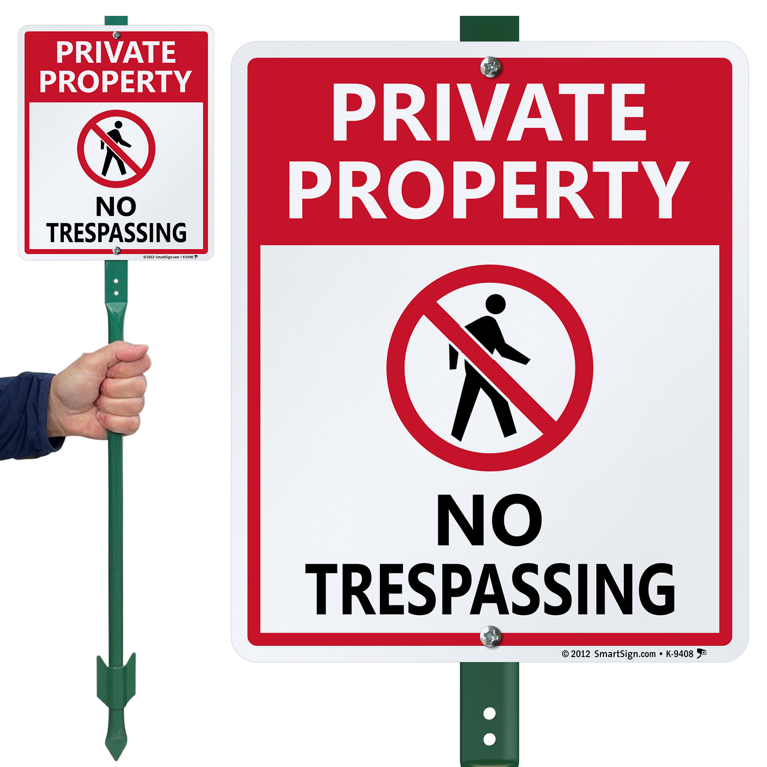Aluminum 2 Kichwit Private Property No Trespassing Sign 14 Metal Stakes Included 11.8 x 7.9 