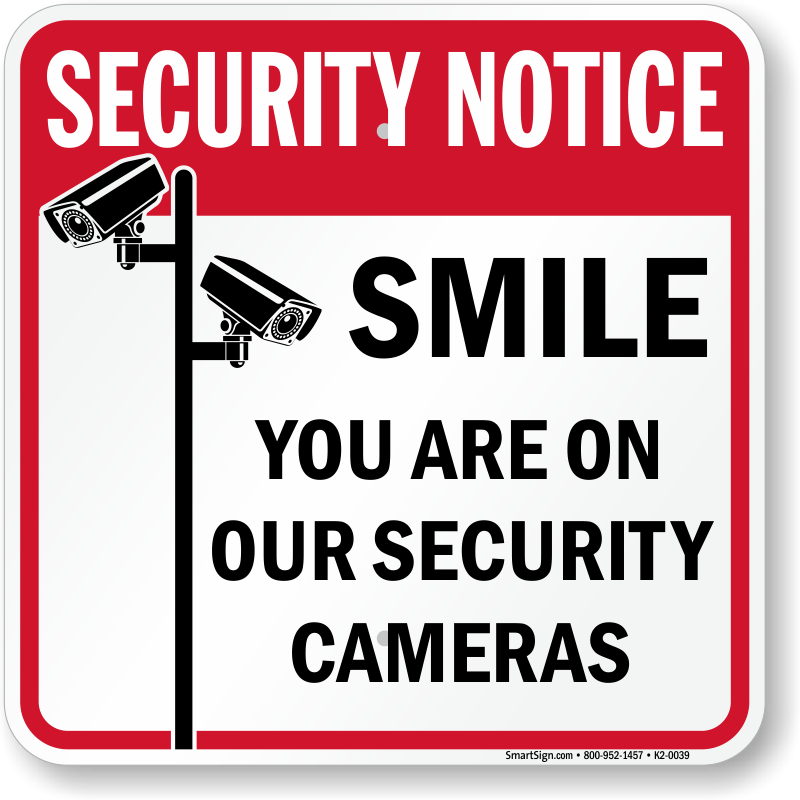 2PC SMILE YOU'RE ON CAMERA Yellow Business Security Sign CCTV Video Surveillance 