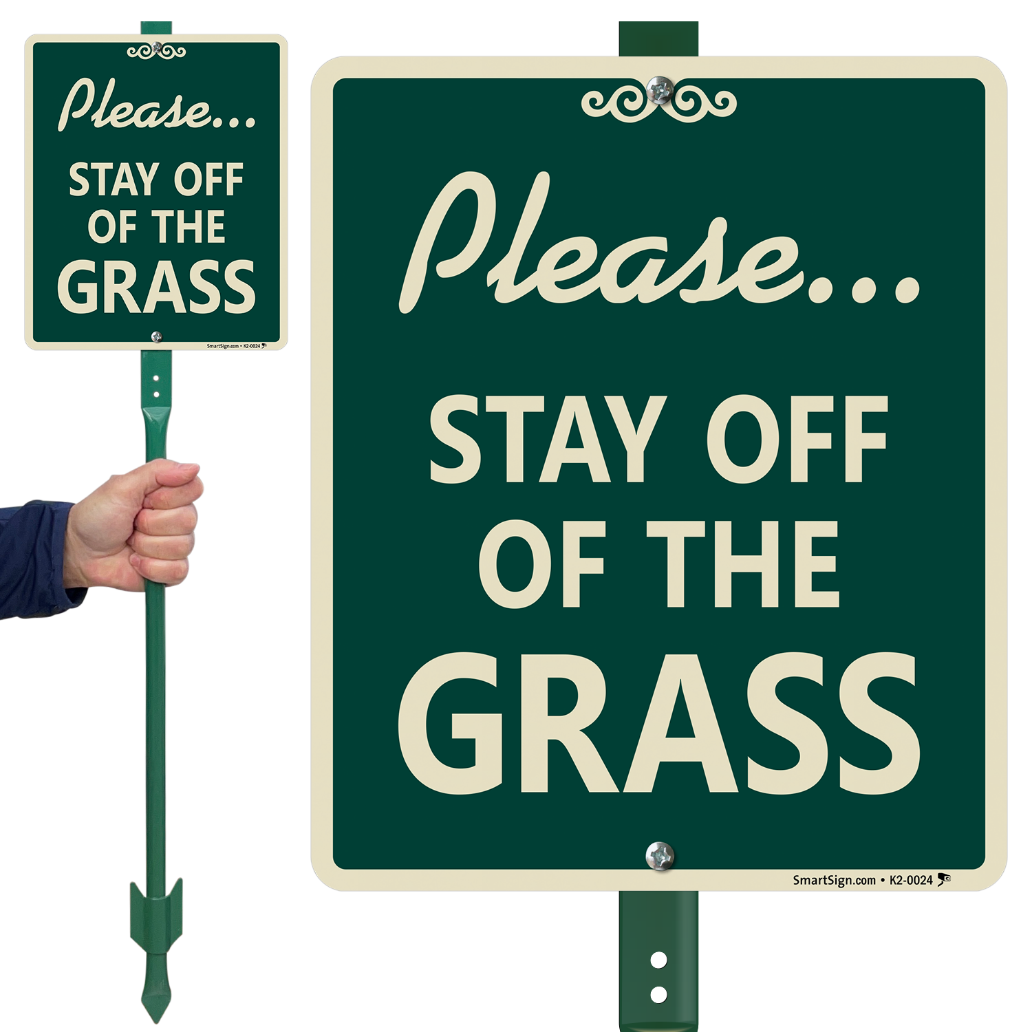 8x12 Inch PLEASE STAY OFF GRASS Yard Sign with Stake wb 2 PACK 