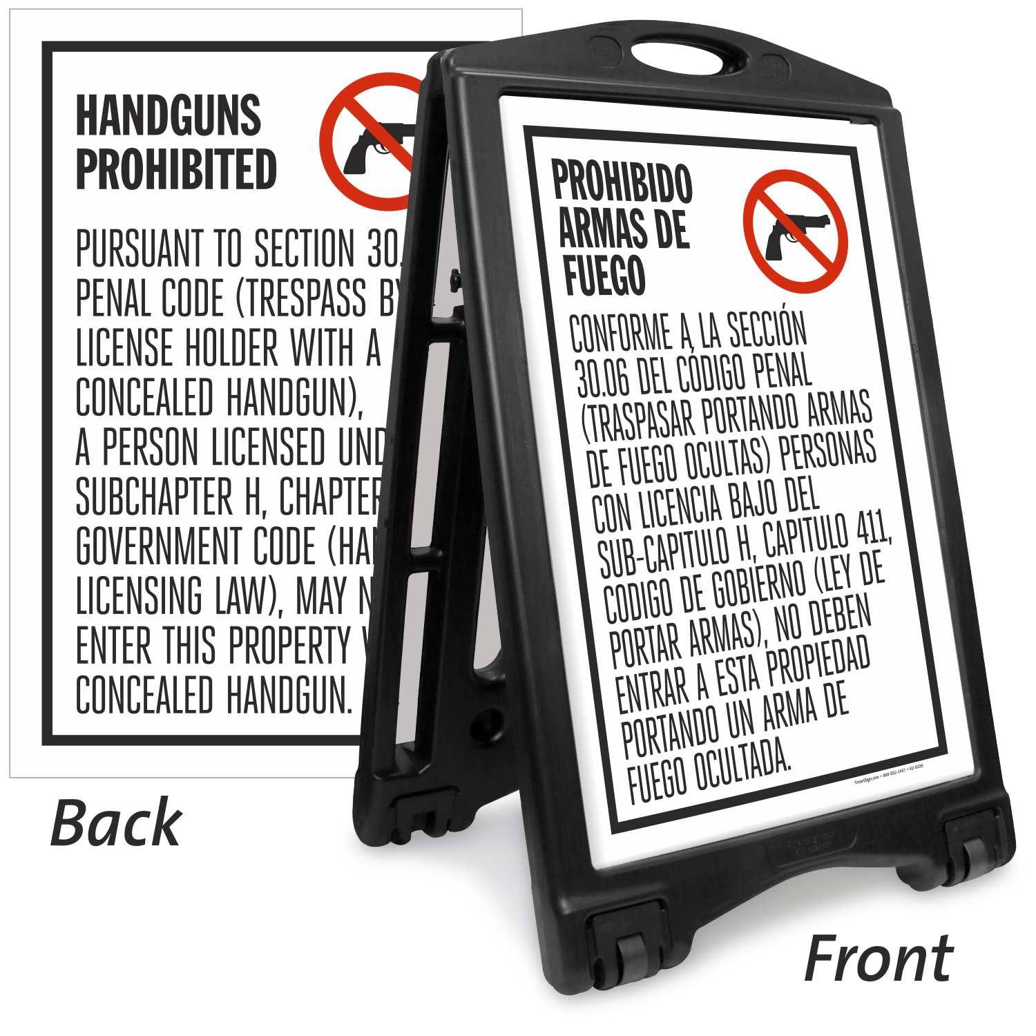Texas Concealed Carry Prohibited Sidewalk Sign, Sec 30.06