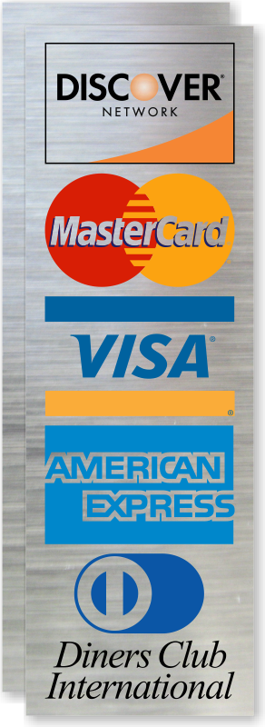 Visa MasterCard LARGE Credit Card Logo Decal Sticker Display Signage QTY 3