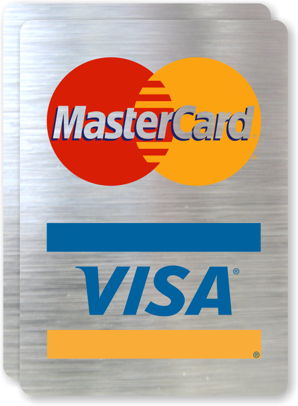 Visa MasterCard LARGE Credit Card Logo Decal Sticker Display Signage QTY 3