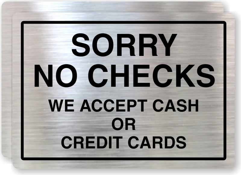 Pack of 2 SorryNo Checks Accepted Sign 