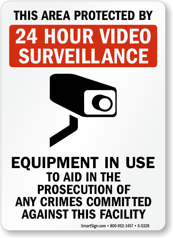 Video Surveillance Sign Security Camera Warning Signs 24 Hour for Property 