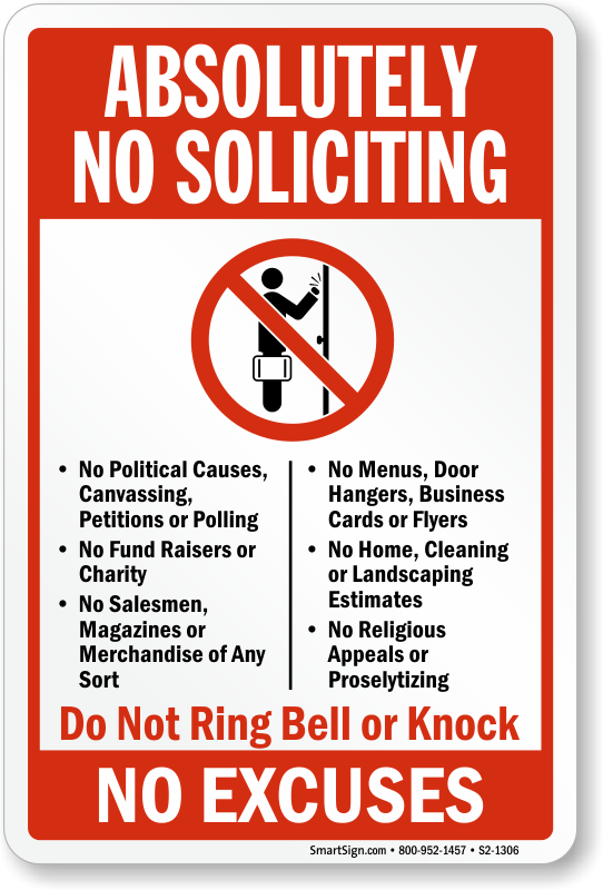 Ring Bell Or Knock Sign