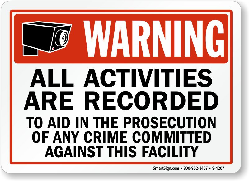 Graphics and More 22.9 x 15.2 cmWarning All Activity Recorded to Aid Prosecution Metal Sign Board 
