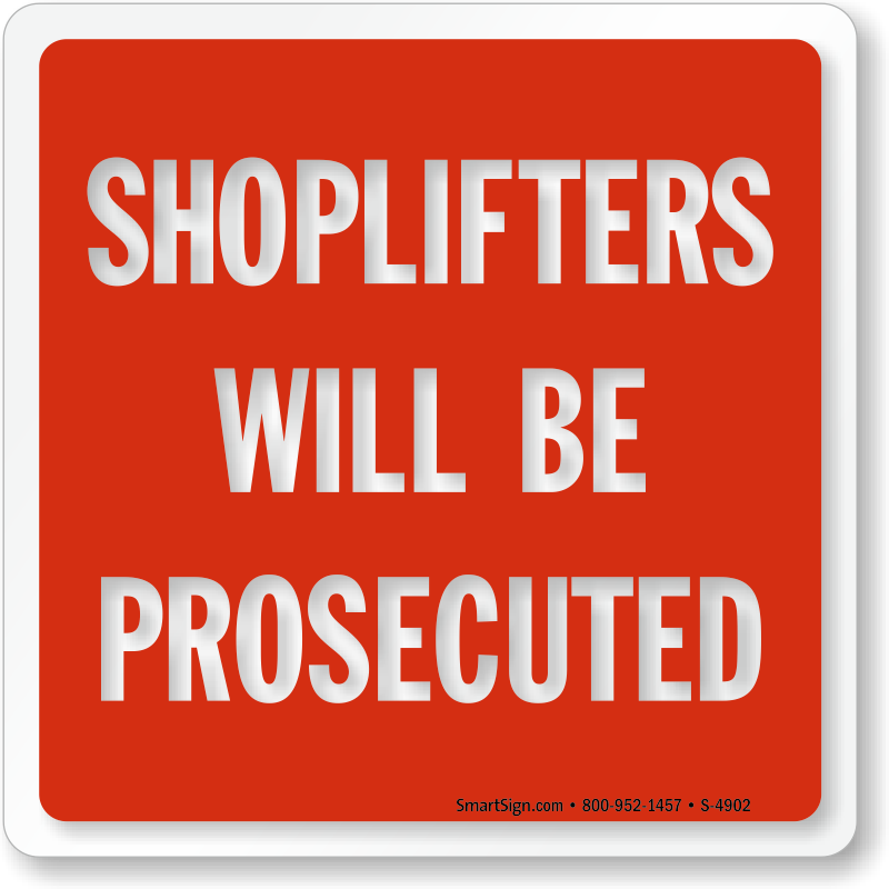 2 x Shoplifters will be Prosecuted Self Adhesive Sticker 100mm x 75mm S59 