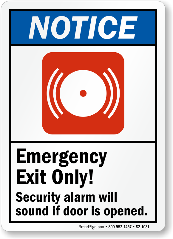Weatherproof Plastic Emergency Exit Only Alarm Will Sound If Opened Sign with English Text 
