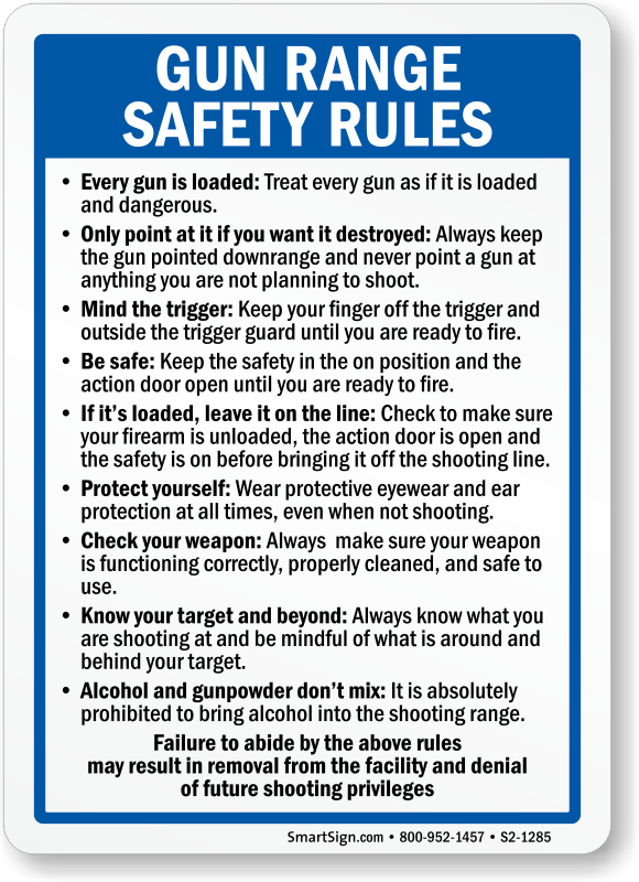 Gun Range Safety Rules Sign, SKU S21285