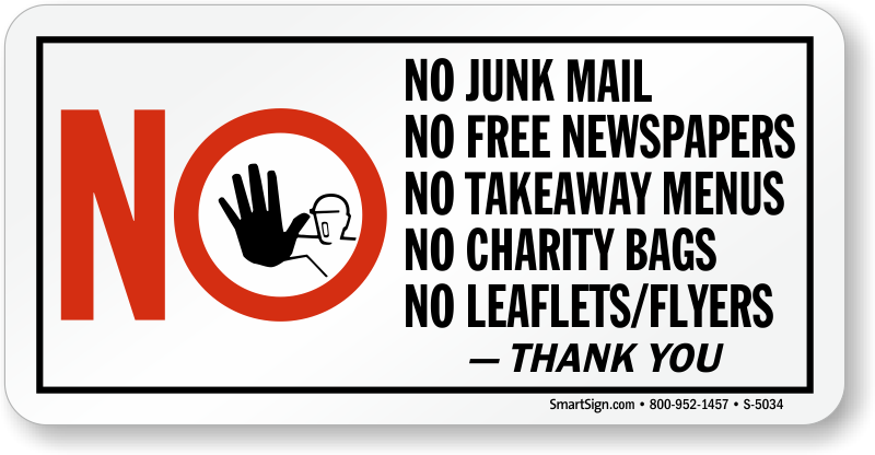 No Leaflets//Menus//Charity Bags//Junk Mail//Canvassers//Sales People Black//Red Sign