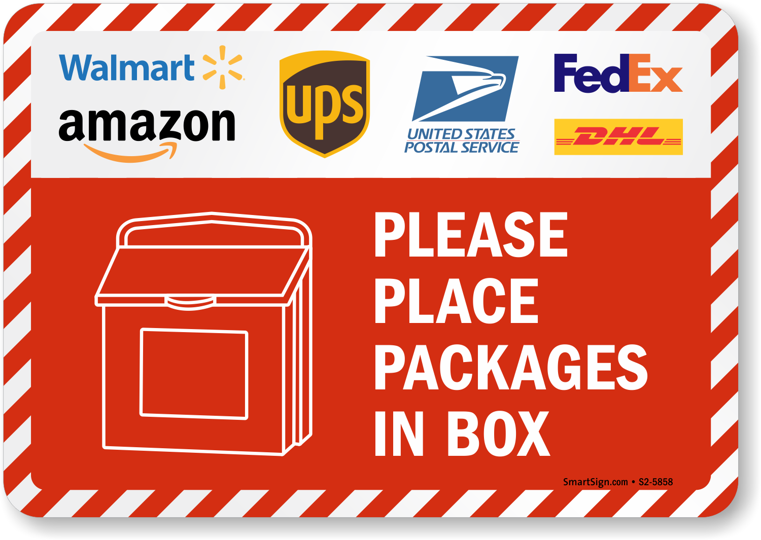 Ups Fedex Usps Sign Stickers - Leave Packages In Box Instructions For ...