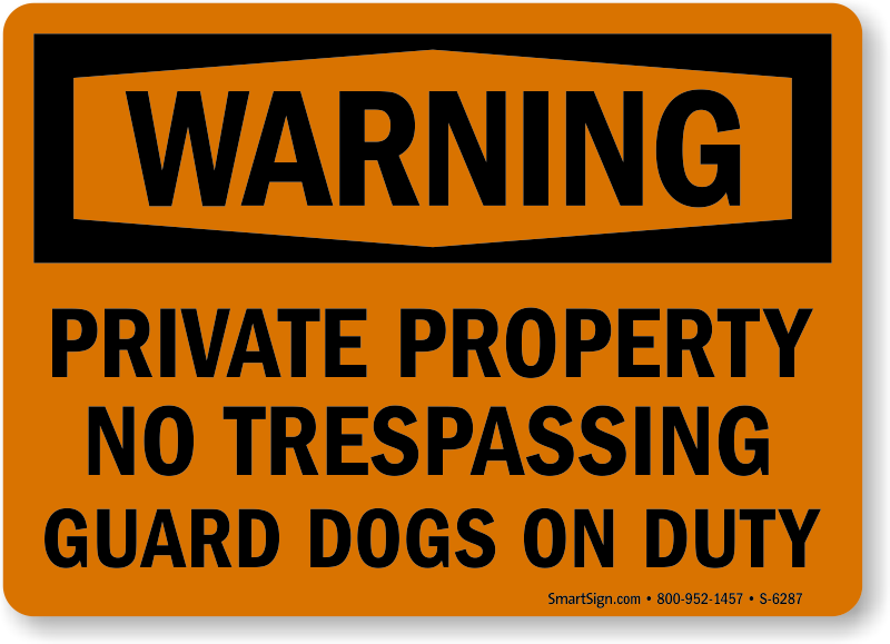 Beware of Dog Sign 12x6" Warning Signs Private Property Keep OUT Stay Away TWO 