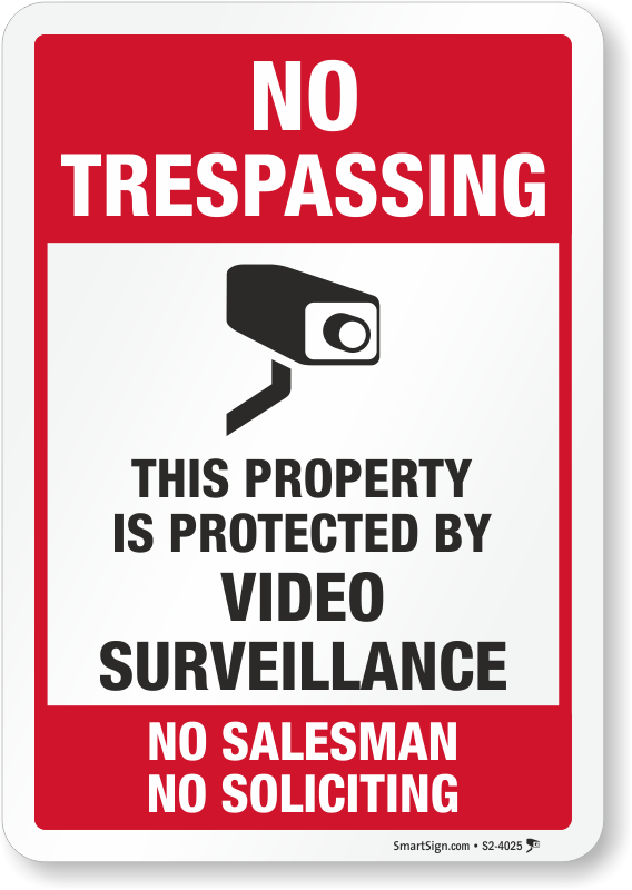 2 Lot Private Property No Trespassing No Soliciting Video Surveillance Signs 