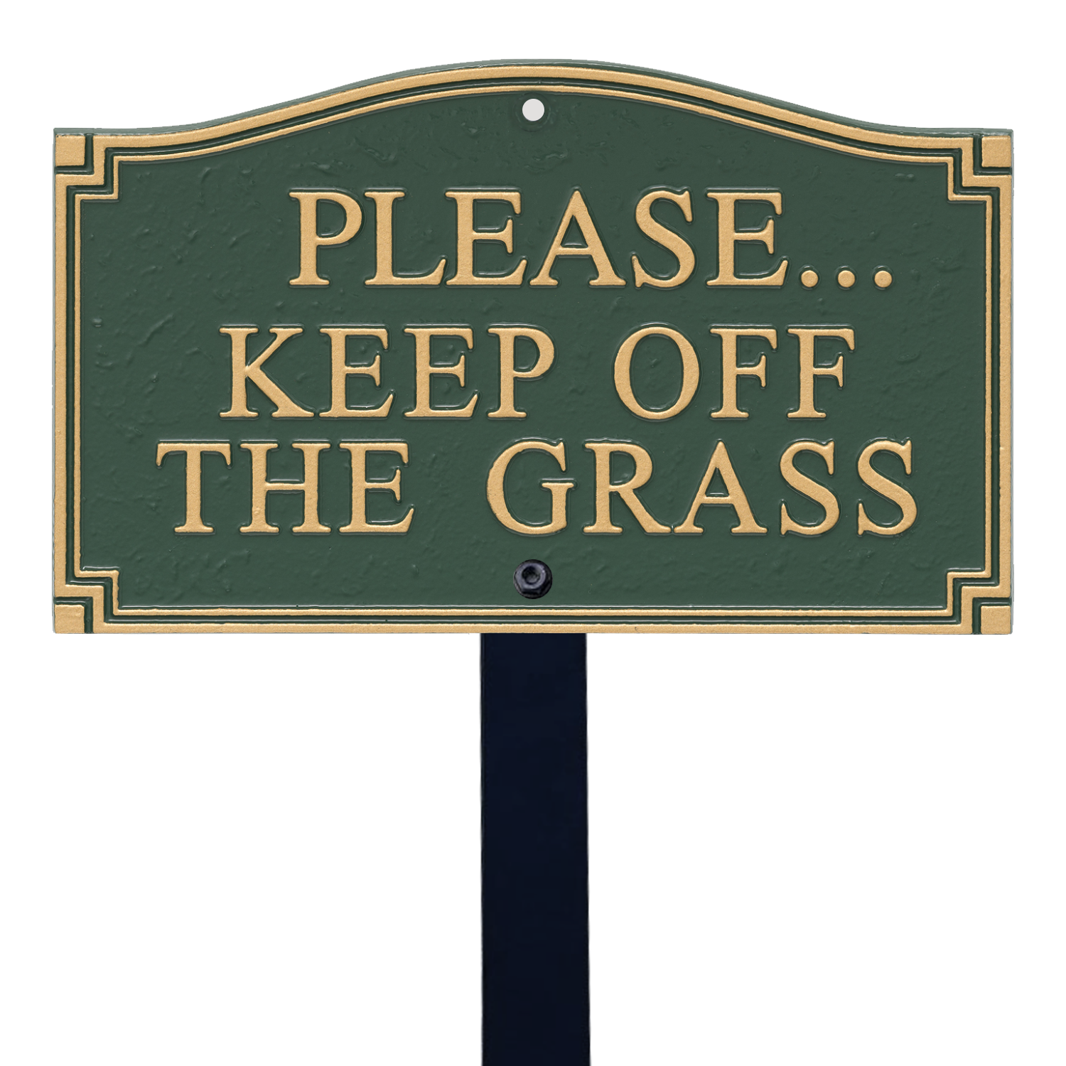 Green//White. Please Do Not Park On The Grass Aluminium Sign 400mm x 270mm