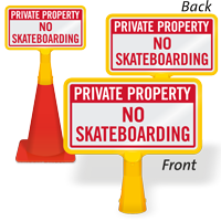 Private Property No Skateboarding ConeBoss Sign