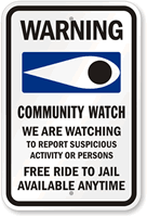Community Watch Report Suspicious Activity Sign