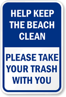 Help Keep Beach Clean Sign