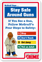 Stay Safe Around Guns McGruff Sign