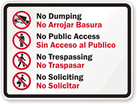 Bilingual No Dumping Sign (with Graphic)