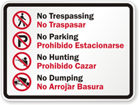 Bilingual No Trespassing & No Dumping Graphic Sign