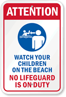 Children Beach Safety Sign