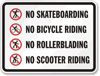 No Skateboarding Bicycle Riding Sign
