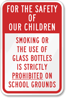 Smoking and glass bottles prohibited Sign