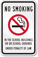 No Smoking School Penalty Law Sign