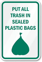 Trash Sealed Plastic Bags Sign